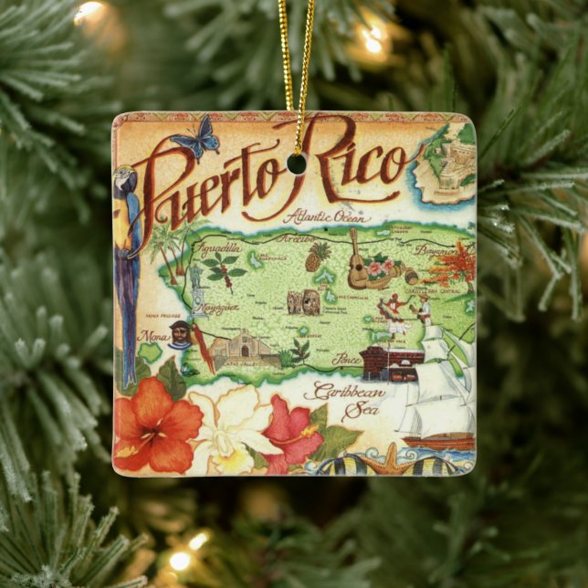 Puerto Rico Ceramic Ornament (Träd)