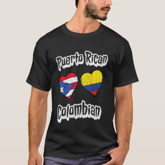 Puerto Rico colombiansk flagga hjärta kombination T Shirt