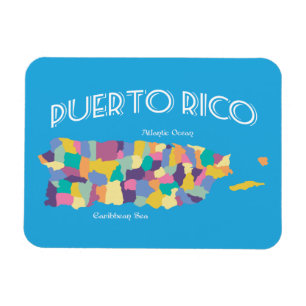 Puerto Rico Colorful Karta Magnet