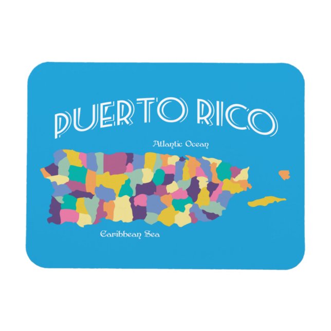 Puerto Rico Colorful Karta Magnet (Horisontell)