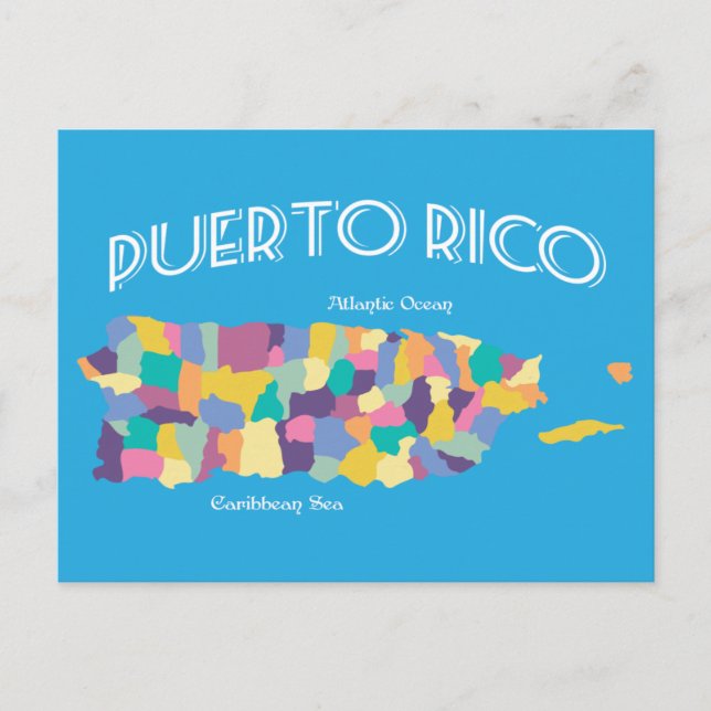 Puerto Rico Colorful Karta Vykort (Framsida)