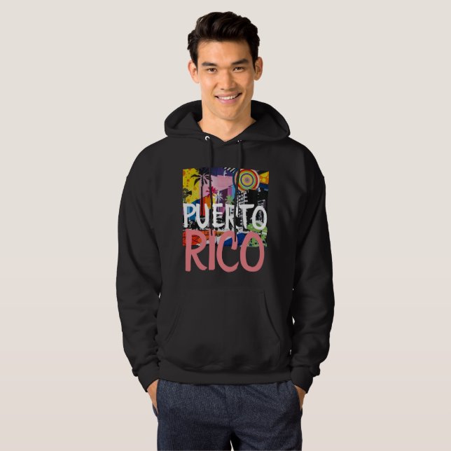 Puerto Rico Coola Graffiti Mural Hoodie, Manar Munkjacka (Hel framsida)