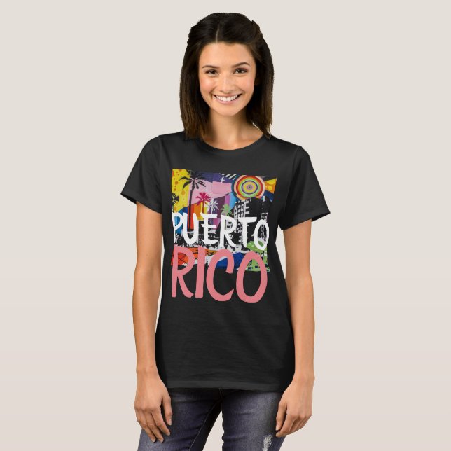 Puerto Rico Coola Graffiti Mural Shirt, kvinnor Tröja (Hel framsida)
