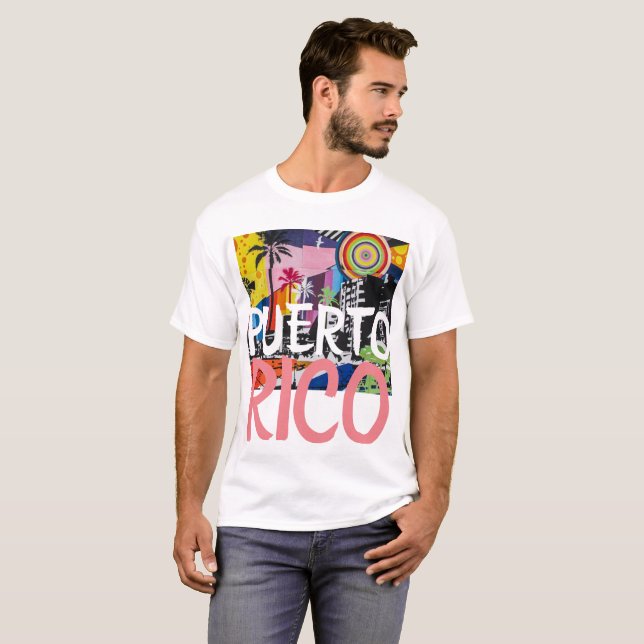 Puerto Rico Coola Graffiti Mural Shirt, Manar 2 T-shirt (Hel framsida)