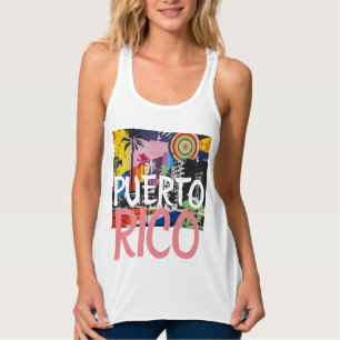 Puerto Rico Coola Graffiti Mural Tank Linne Med Racerback