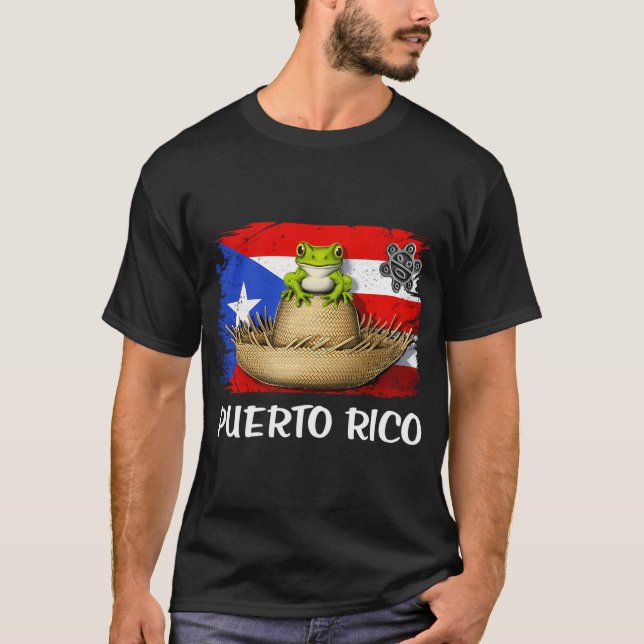 Puerto Rico Coqui Flagga T Shirt (Framsida)