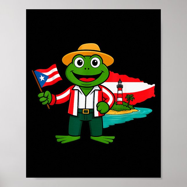 Puerto Rico Coqui Frog Flag Shirt For Men Women Ki Poster (Framsidan)