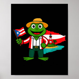 Puerto Rico Coqui Groda Flagga Tröja För Män Kvinn Poster