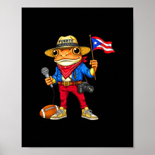 Puerto Rico Coqui Groda Gatumusik Fotboll Boric Poster