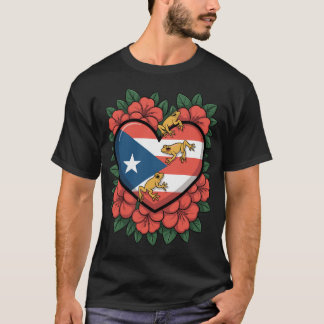 Puerto Rico Coqui Hjärtat Tropisk Design T Shirt