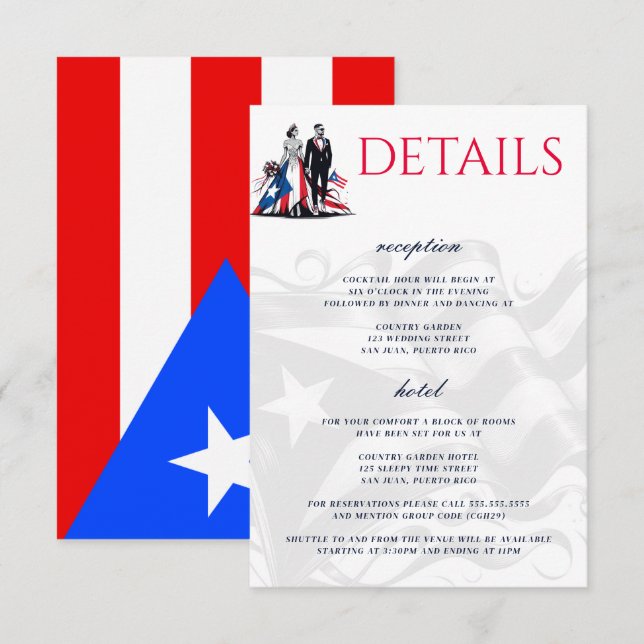 Puerto Rico Couple Tilläggskort (Fram/baksida)