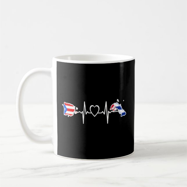 Puerto Rico Cuba Flagga Puerto Rican Cuban Heartsl Kaffemugg (Vänster)