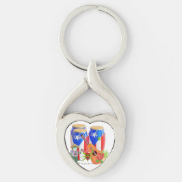 Puerto Rico Cultural Metal Keychain Twisted Heart Silverfärgad Nyckelring