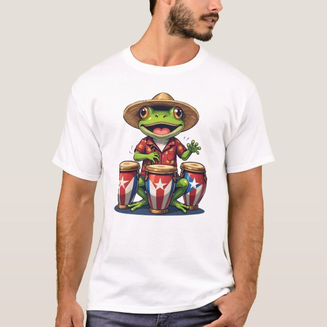 Puerto Rico Culture Frog T Shirt (Framsida)