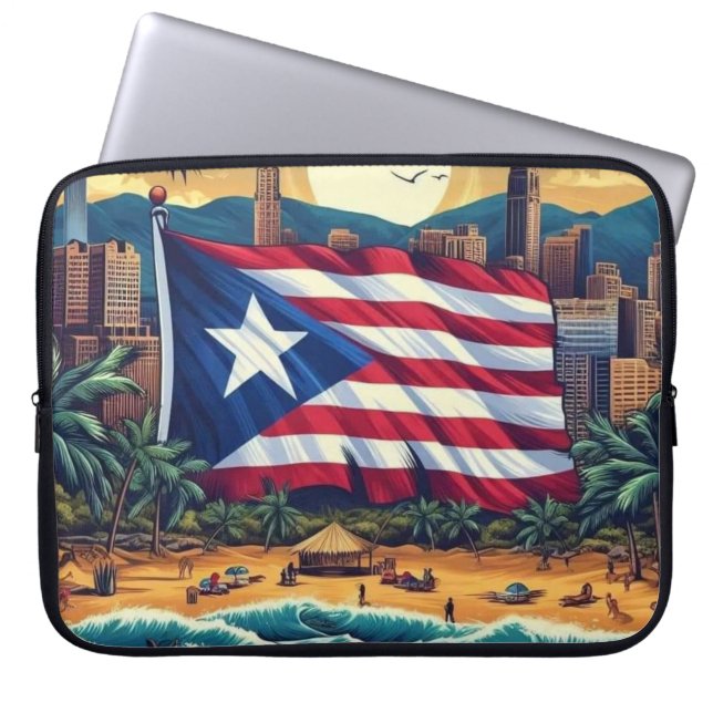 Puerto Rico Design and Flagga - Snyggt Laptop Fodral (Framsidan)