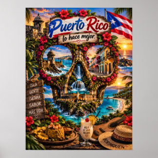 Puerto Rico Dödskalle Konsttryck | State of Mind Poster
