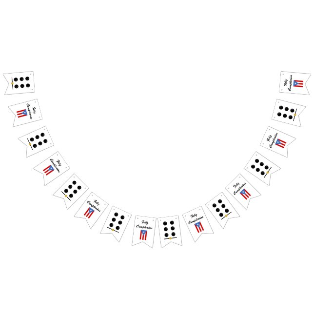 Puerto Rico Domino Theme Birthday Bunting Flaggor (Alla)