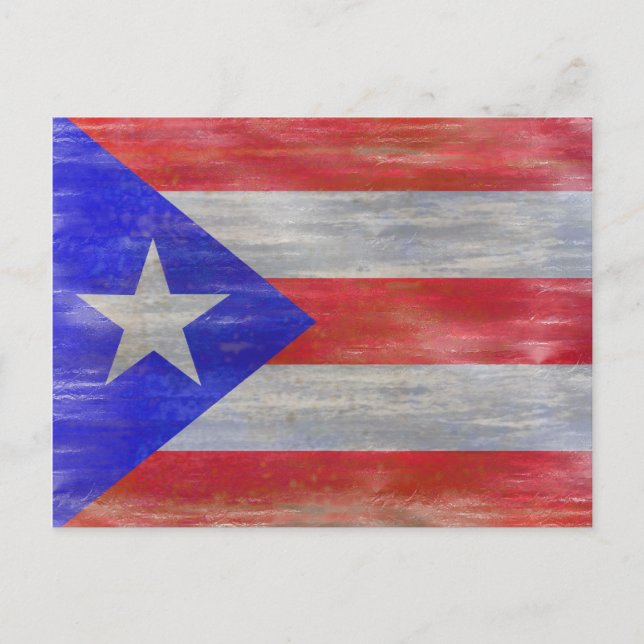Puerto Rico drabbad Puerto Rican flagga Vykort (Framsida)