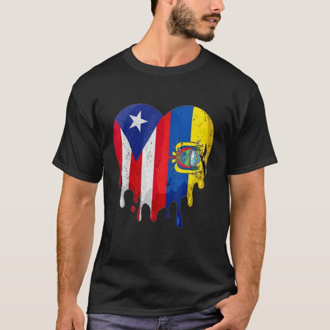 Puerto Rico Ecuador Flagga Heart Citizen Grown Pat T Shirt (Framsida)