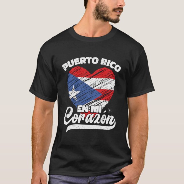 Puerto Rico En Mi Corazã³N T Shirt (Framsida)