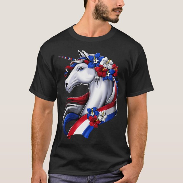 Puerto Rico Enhörning T Shirt (Framsida)