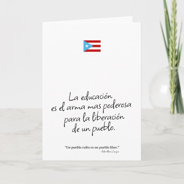 Puerto Rico-examensbevis kort – Boricua hälsning (Framsida)