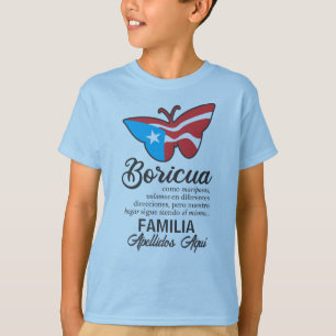 Puerto Rico Family Namn Flagga Butterfly Quote T Shirt