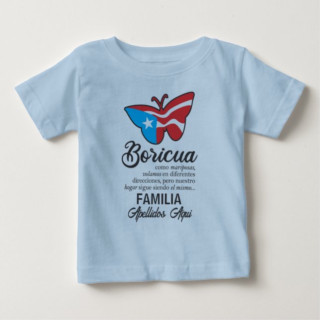 Puerto Rico Family Namn Flagga Butterfly Quote T Shirt (Framsida)