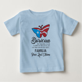Puerto Rico Family Namn Flagga Butterfly Quote T Shirt