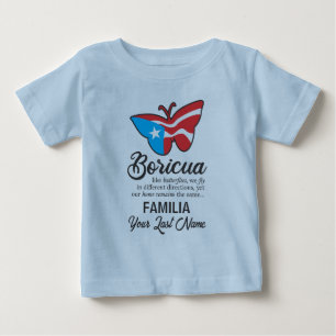Puerto Rico Family Namn Flagga Butterfly Quote T Shirt