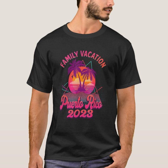 Puerto Rico Family Vacation 2023 Beach Retro 80s M T Shirt (Framsida)