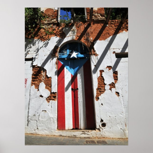 Puerto rico färg flagga poster (Framsidan)