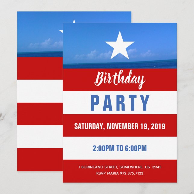 Puerto Rico-fest Inbjudningar (Fram/baksida)