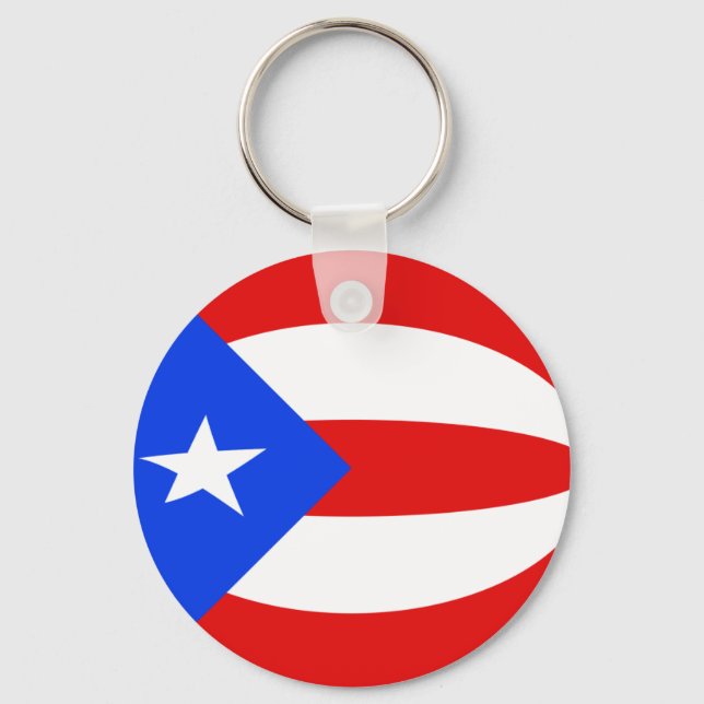 Puerto Rico Fisheye Flagga Keychain Nyckelring (Framsida)