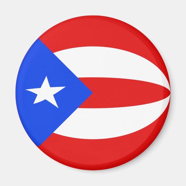 Puerto Rico Fisheye Flagga Magnet (Framsidan)