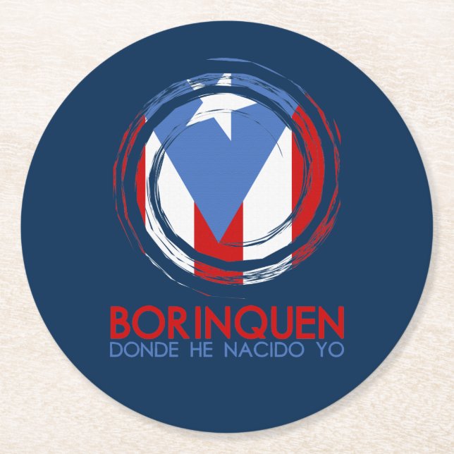Puerto Rico Flag Borinquen Underlägg Papper Rund (Framsidan)