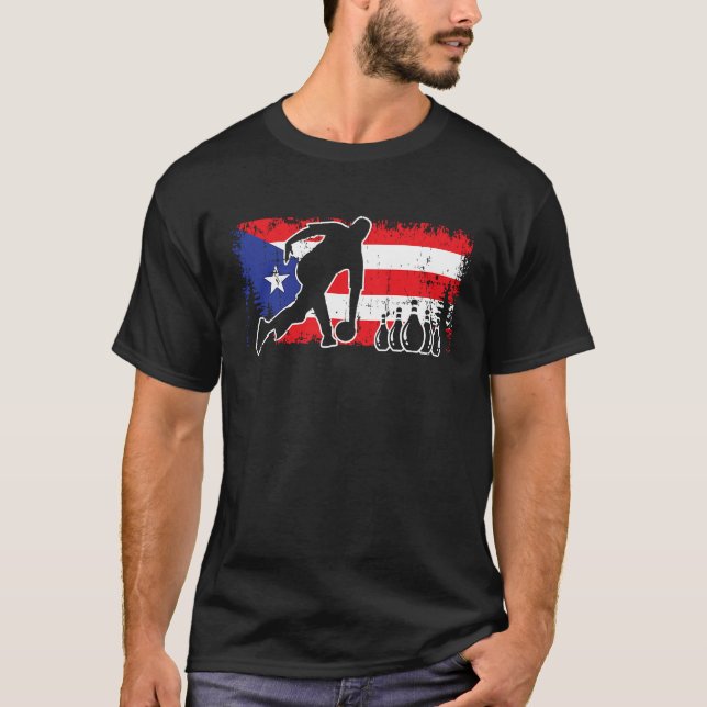 Puerto Rico Flag Bowling League Team Coach Cool Bo T Shirt (Framsida)