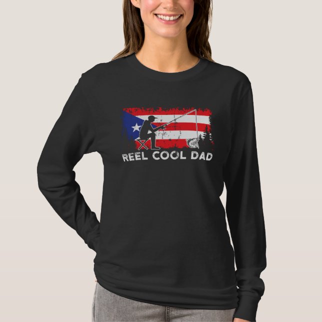 Puerto Rico Flag Cool Dad Fishing Fisherman Father T Shirt (Framsida)