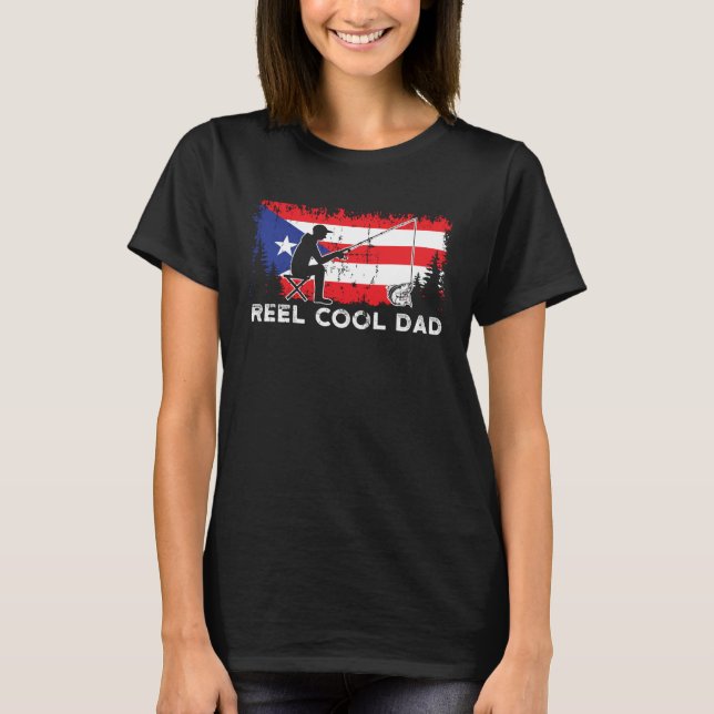 Puerto Rico Flag Cool Dad Fishing Fisherman Father T Shirt (Framsida)