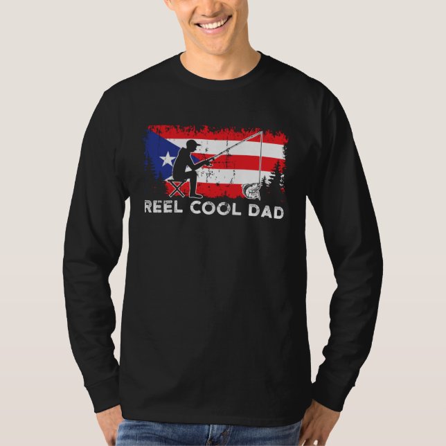 Puerto Rico Flag Cool Dad Fishing Fisherman Father T Shirt (Framsida)