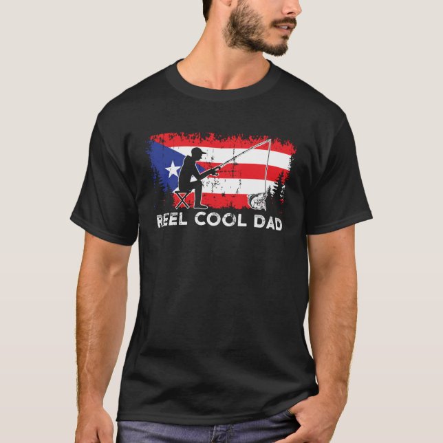 Puerto Rico Flag Cool Dad Fishing Fisherman Father T Shirt (Framsida)