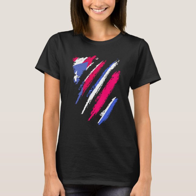 Puerto Rico Flag Costa Rica Grown Patriot Country  T Shirt (Framsida)