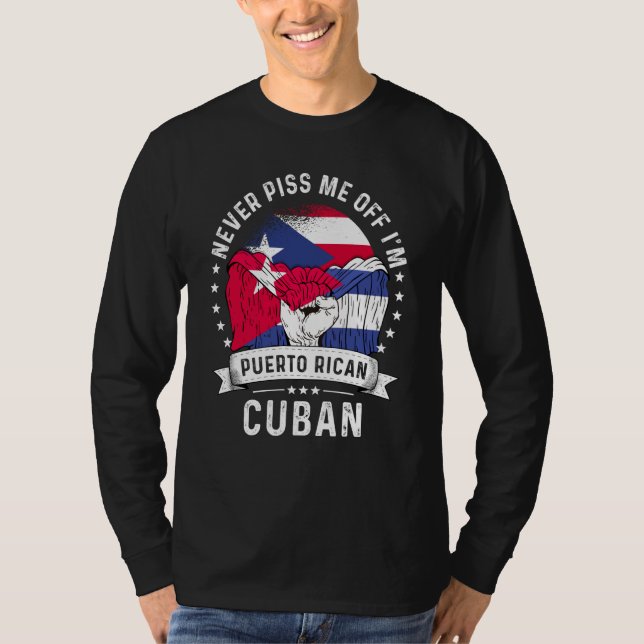 Puerto Rico Flag Cuba Grown Humor Pride T Shirt (Framsida)