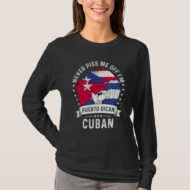 Puerto Rico Flag Cuba Grown Humor Pride T Shirt (Framsida)