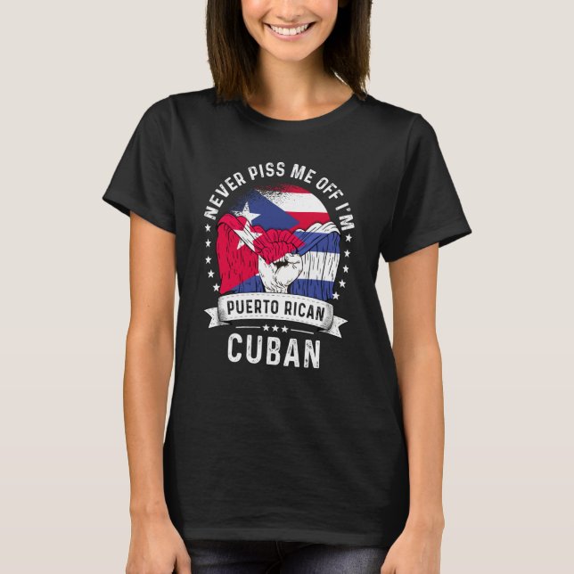 Puerto Rico Flag Cuba Grown Humor Pride T Shirt (Framsida)