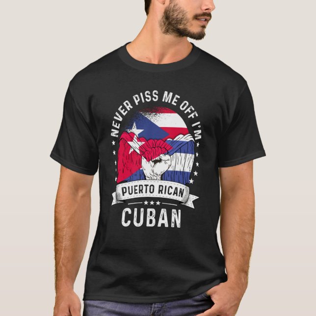 Puerto Rico Flag Cuba Grown Humor Pride T Shirt (Framsida)