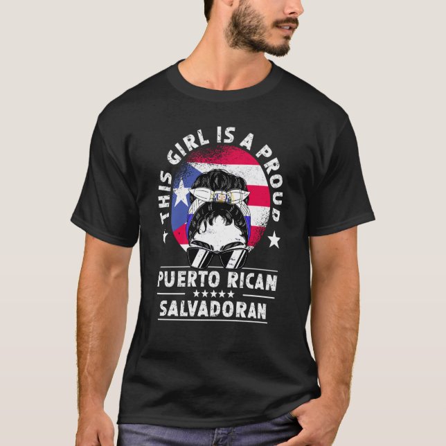 Puerto Rico Flag El Salvador Grown Women Girl Prid T Shirt (Framsida)