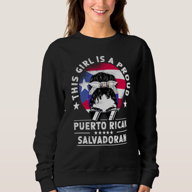 Puerto Rico Flag El Salvador Grown Women Girl Prid T Shirt (Framsida)