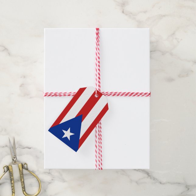 Puerto Rico Flag Födelsedag Presentetikett (Med Snöre)