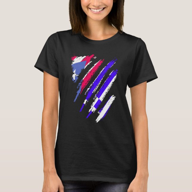 Puerto Rico Flag Greece Grown Patriot Country Stri T Shirt (Framsida)